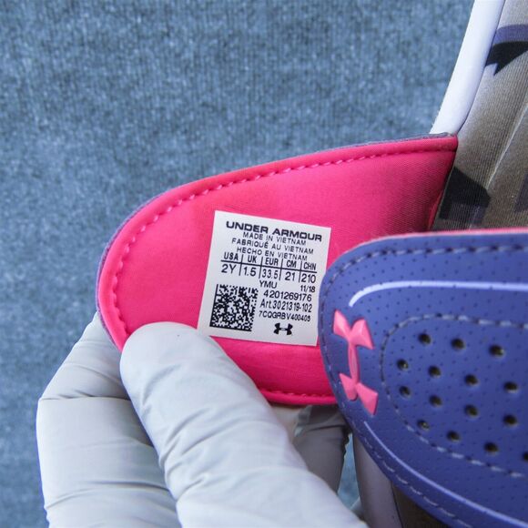 Under Armour Youth Girls Slide Shoes Purple Synthetic Hook & Loop Size 2 Medium - Picture 6 of 9